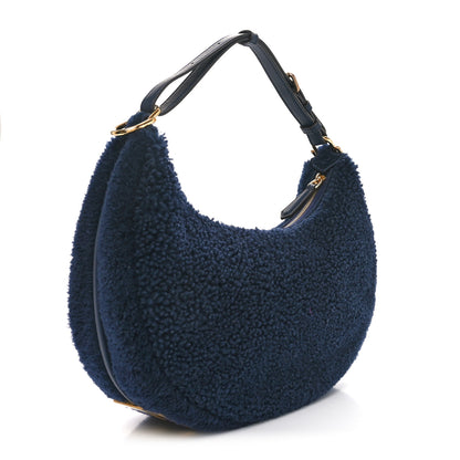 Fendi Sheep Fur Vitello Grace Small Fendigraphy Hobo Midnight 2 of 10