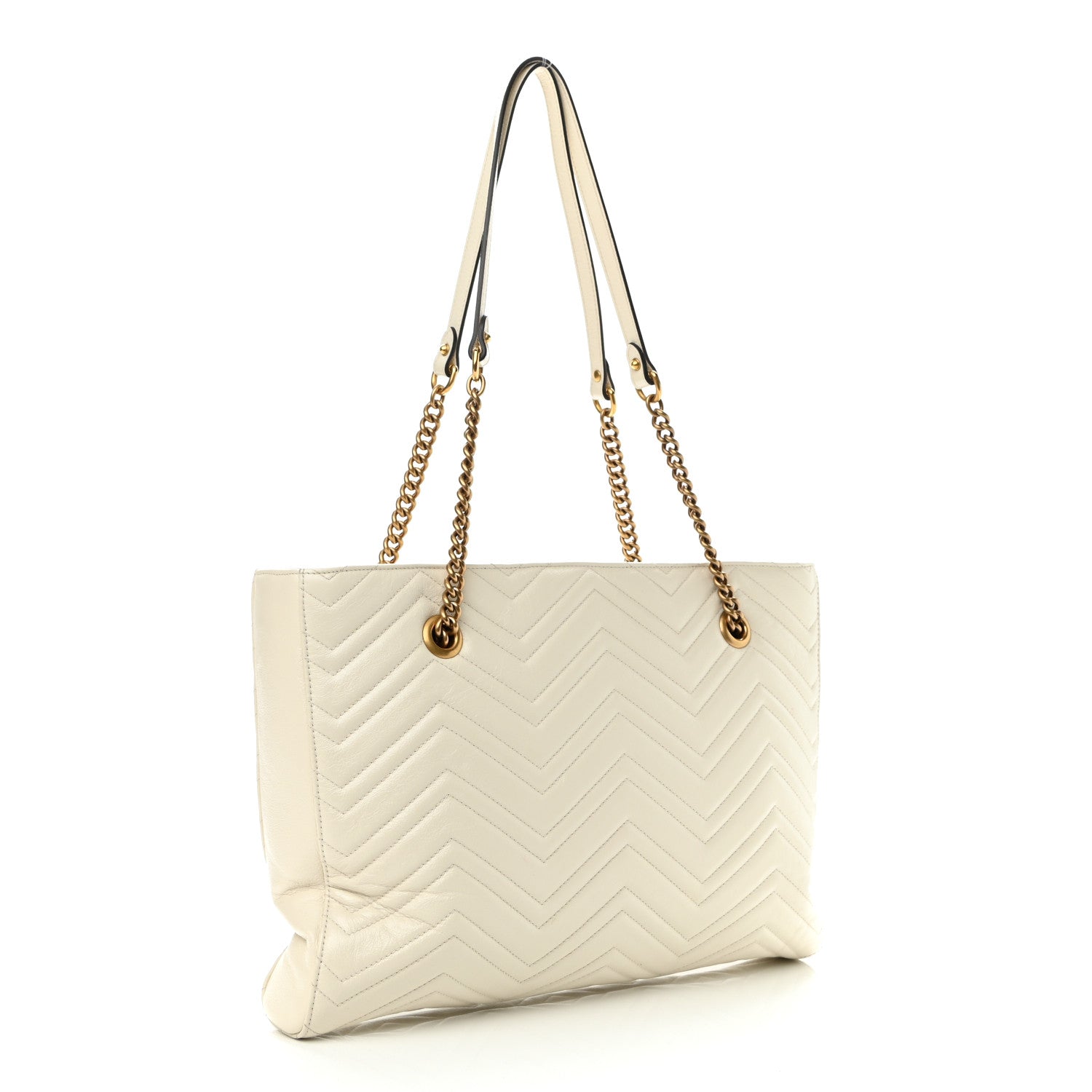 Gucci Vintage Calfskin Matelasse Medium GG Marmont Slim Tote White 2 of 9