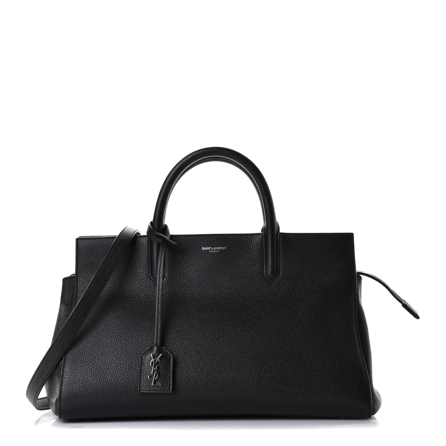 Saint Laurent Grained Calfskin Small Cabas Rive Gauche Black 1 of 5