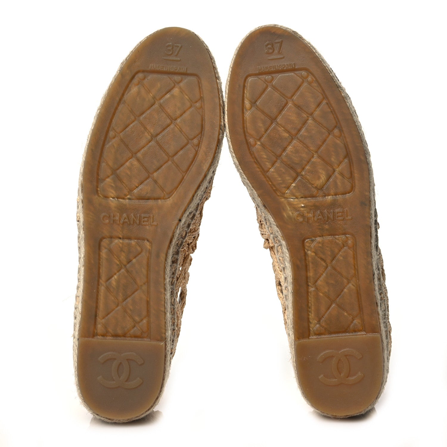 Chanel Raffia Fabric CC Espadrilles 37 Beige Black 5 of 9