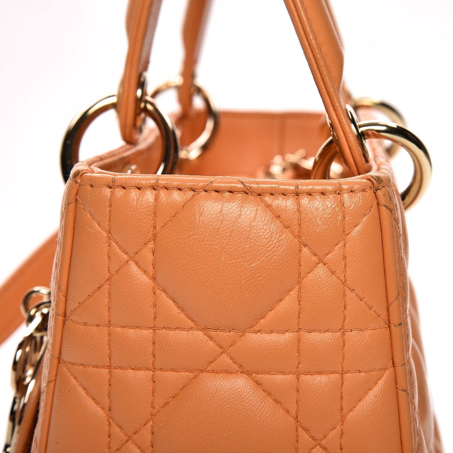 Christian Dior Lambskin Cannage Medium Lady Dior Orange 14 of 20
