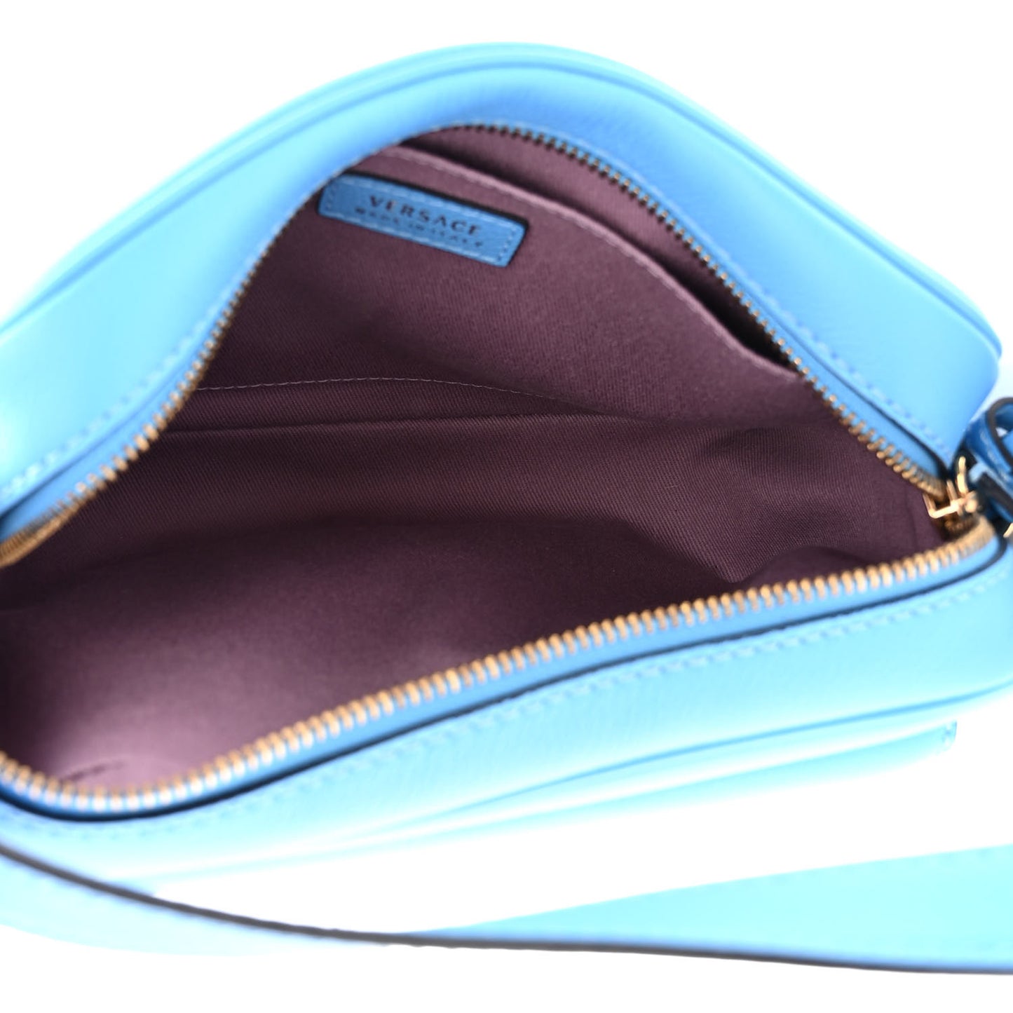Grained Calfskin Medusa Camera Bag Blue