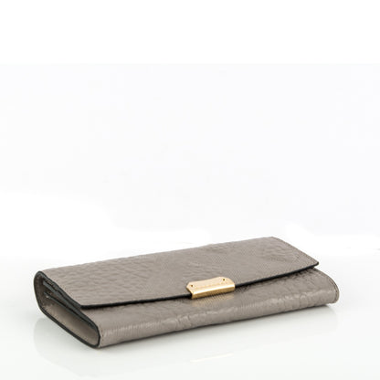 Burberry Signature Grain Calfskin Check Embossed Porter Continental Wallet Pale Grey 4 of 8