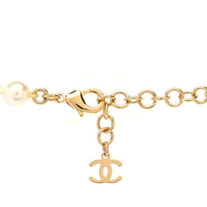 Chanel Pearl Enamel CC Chain Choker Necklace Gold 4 of 6