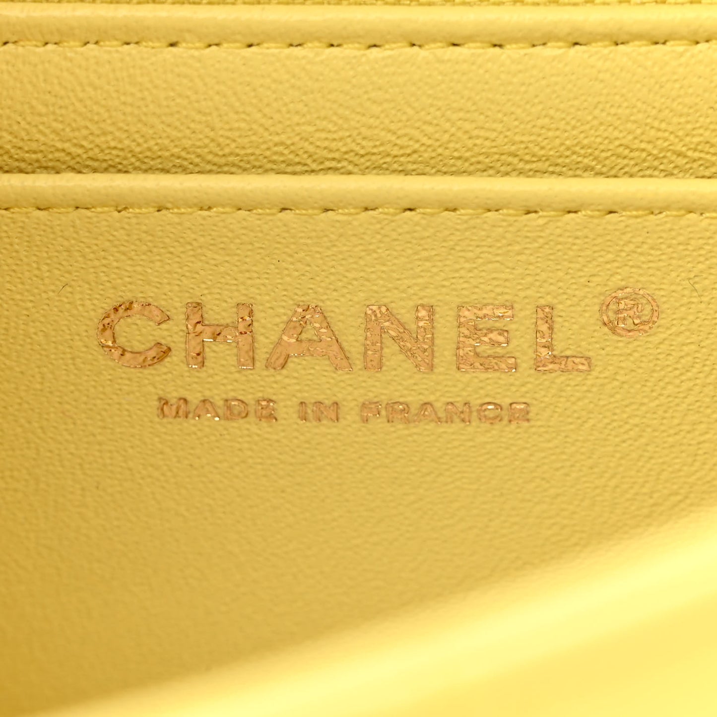 Lambskin Quilted Mini Rectangular Flap Light Yellow