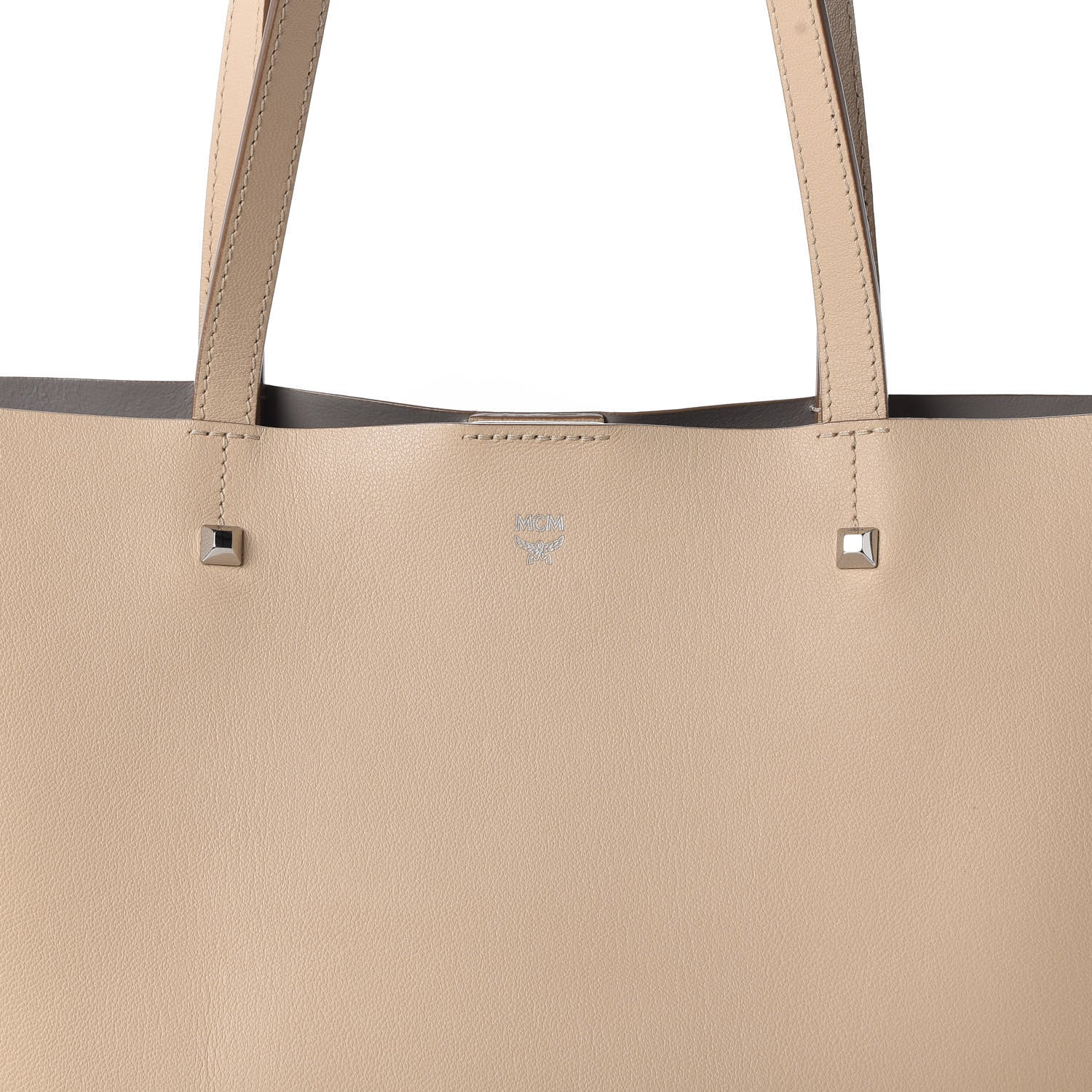 MCM Calfskin Medium Shopper Tote Latte Beige 9 of 9
