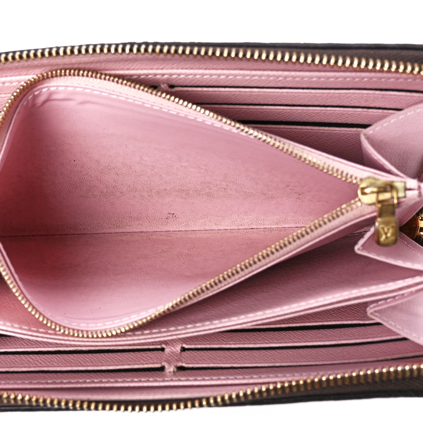 Damier Ebene Zippy Wallet Rose Ballerine