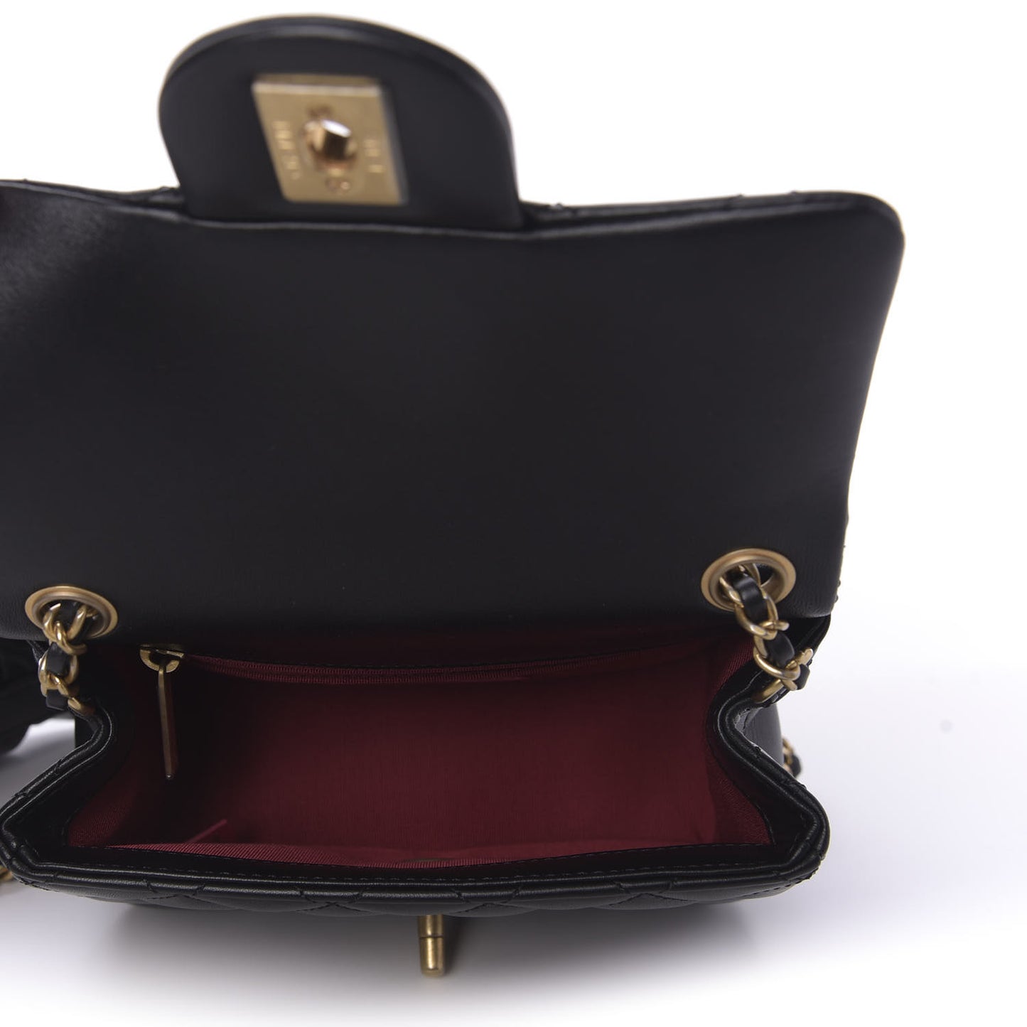 Lambskin Quilted Mini Romance Square Flap Black