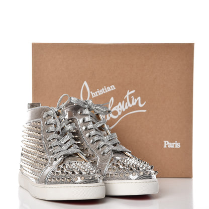 Christian Louboutin Laminato Dino Nappa Spikes Womens Louis Orlato Flat Sneakers 37.5 Silver 13 of 13