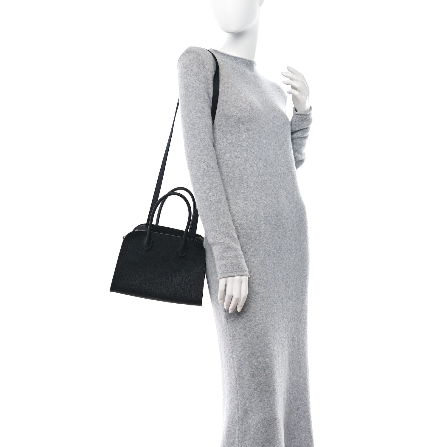 The Row Grained Calfskin Soft Margaux 10 Bag Black 2 of 9