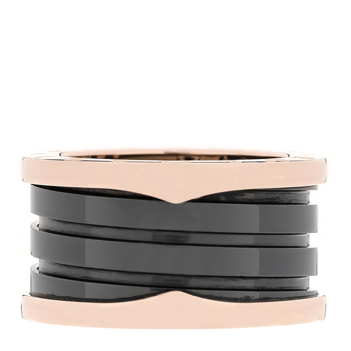 18K Rose Gold Black Ceramic B.Zero1 Four-Band Ring 53 6.25