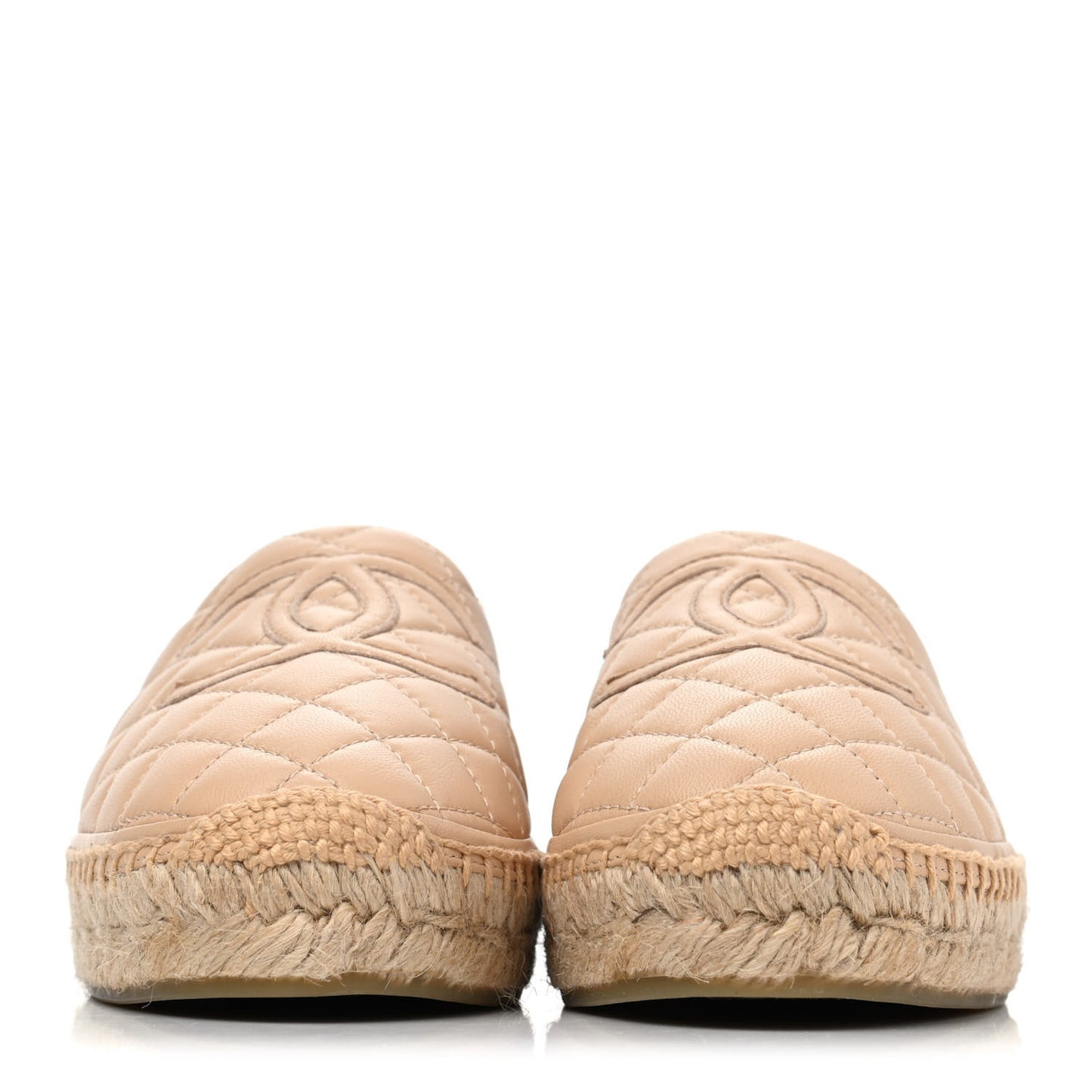 Lambskin Quilted CC Espadrilles 38 Beige