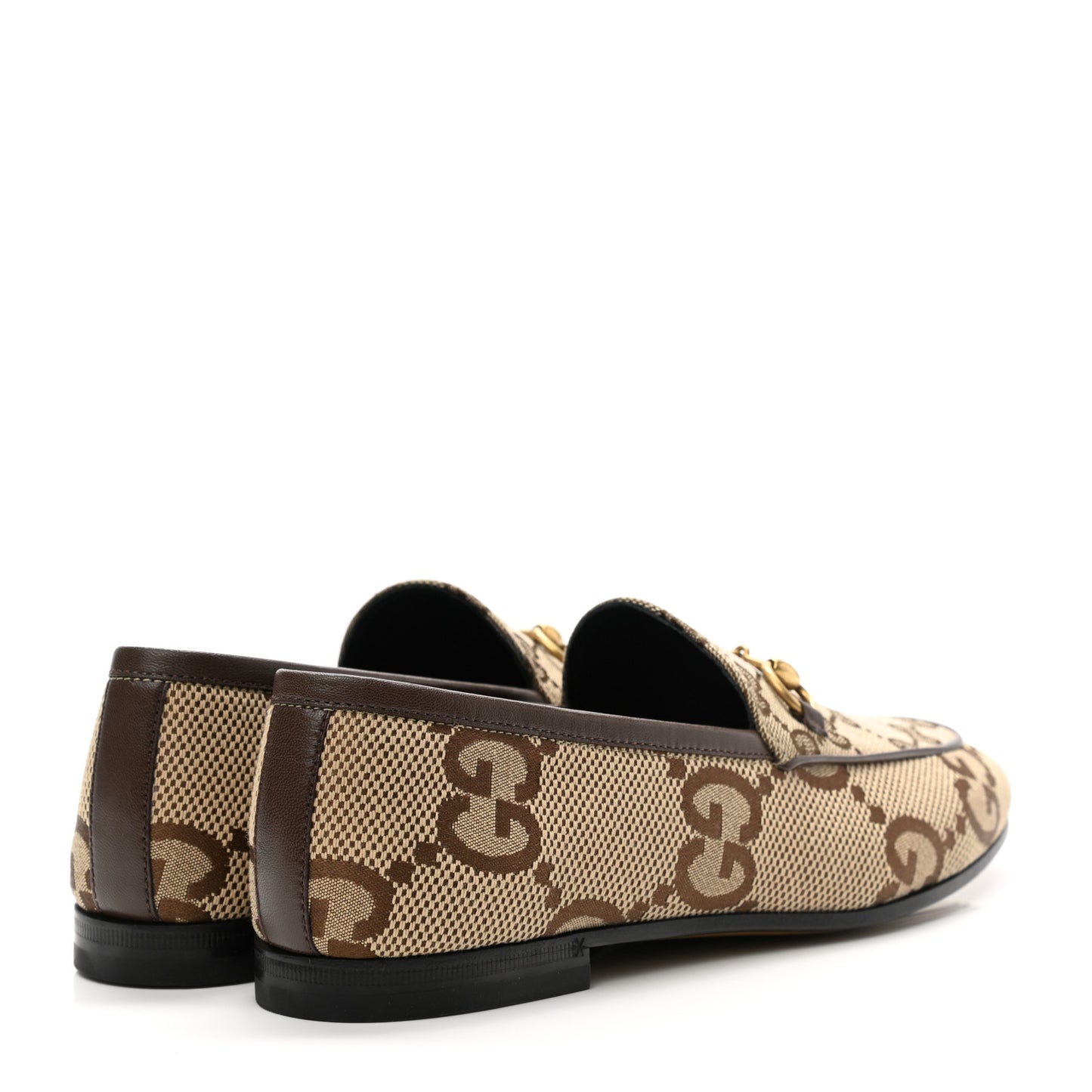 Monogram Jumbo GG Malaga Kid Horsebit Womens Jordaan Loafers 37 Camel Ebony New Acero Beige