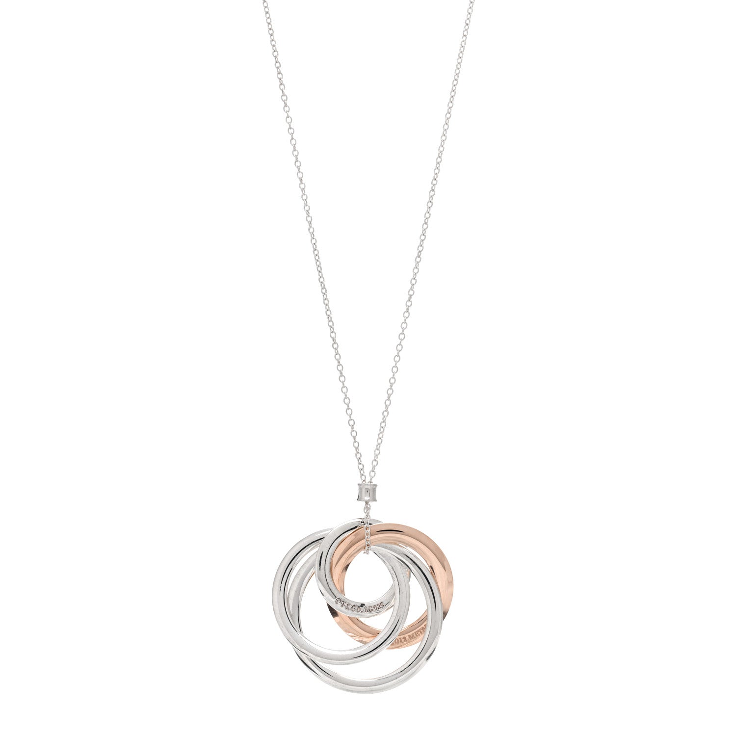 Tiffany Sterling Silver Rubedo Large Interlocking Circles Pendant Necklace 1 of 4