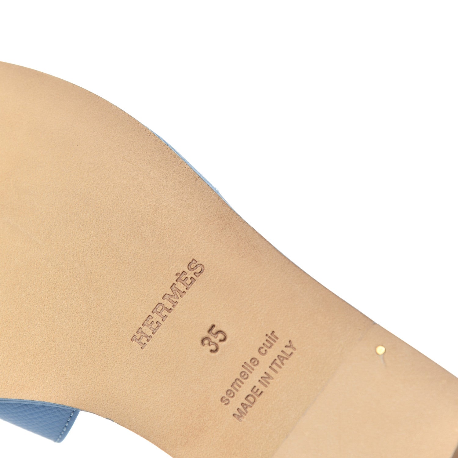 Hermes Epsom Oran Sandals 35 Bleu Faience 11 of 12