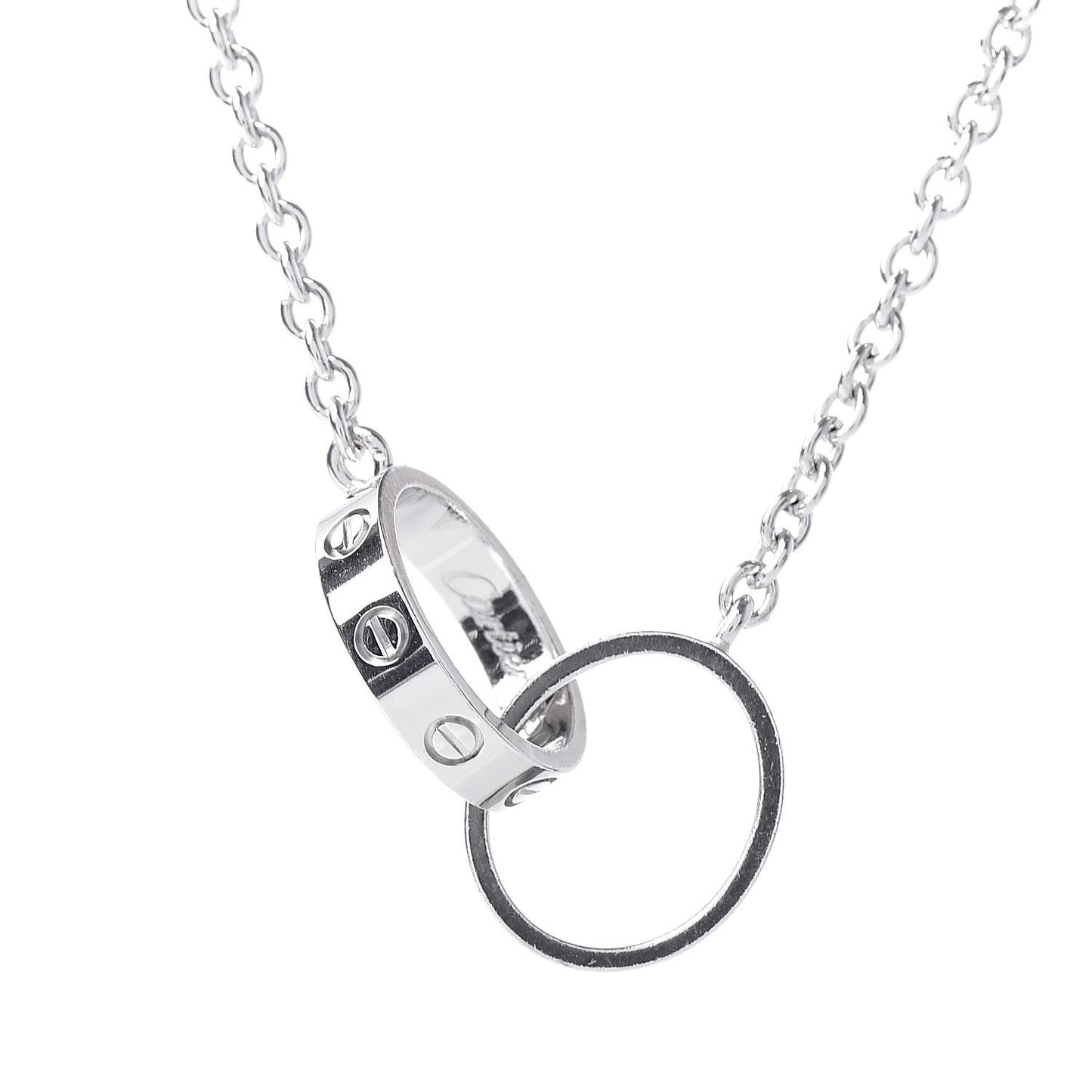 18K White Gold Interlocking LOVE Necklace