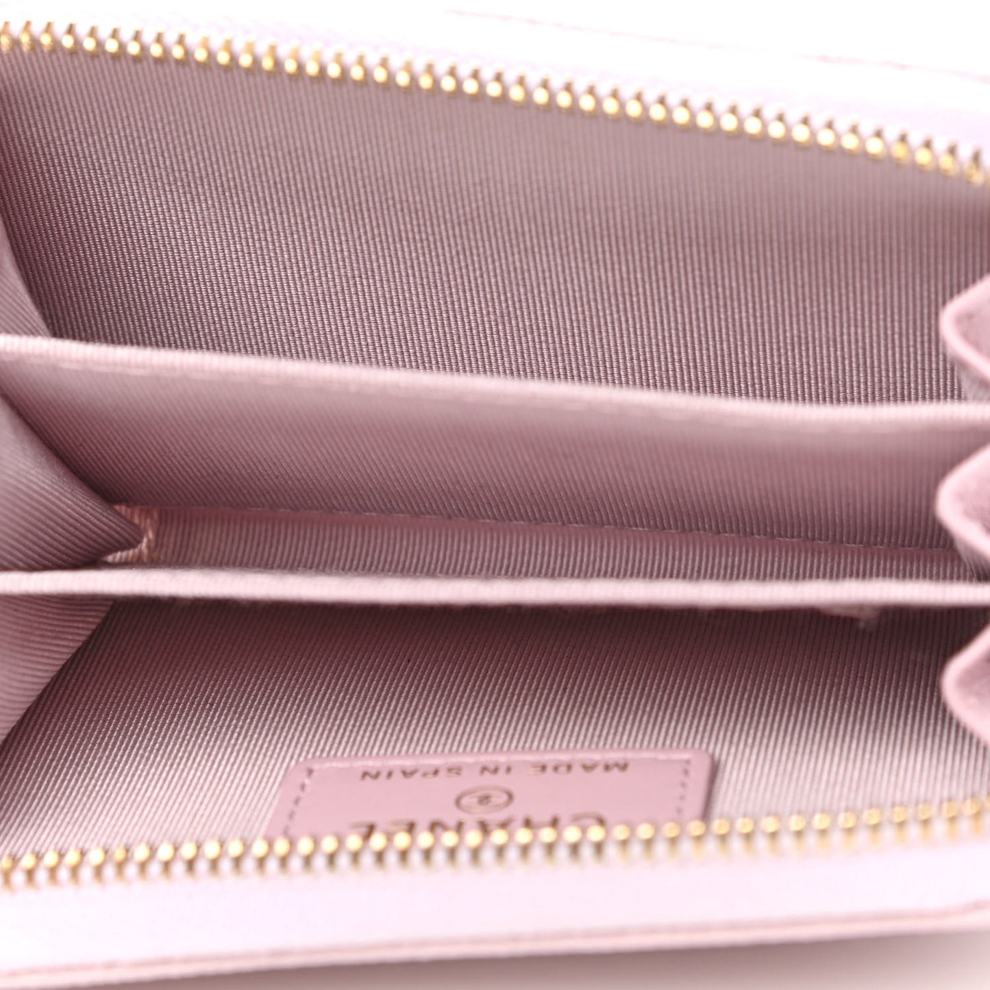 Caviar Quilted Zip Coin Purse Wallet Pink