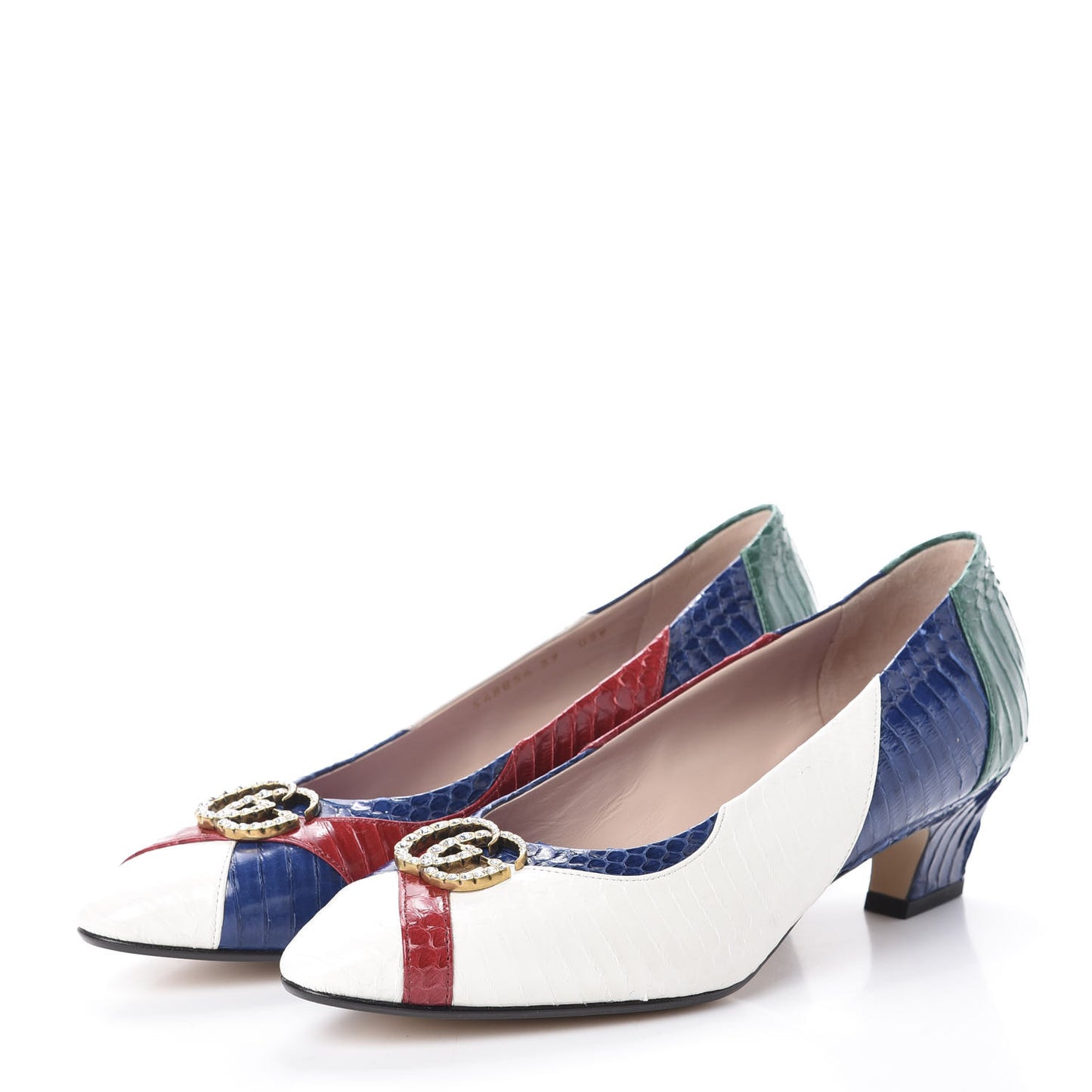 Snakeskin Crystal Double G Pumps 39 Multicolor