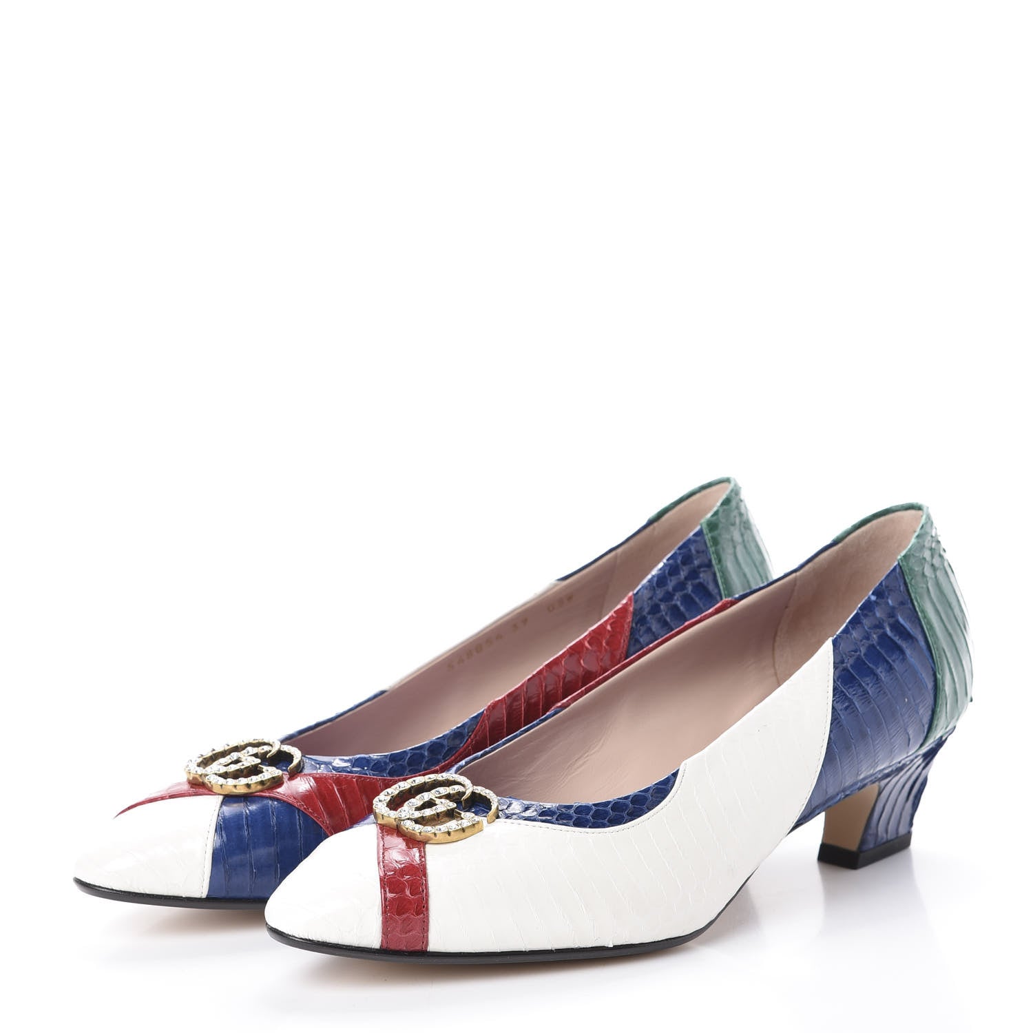 Gucci Snakeskin Crystal Double G Pumps 39 Multicolor 3 of 7