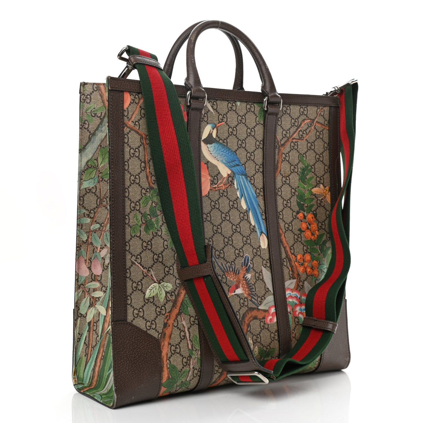 GG Supreme Monogram Tian Web Vertical Tote Beige Multicolor New Acero