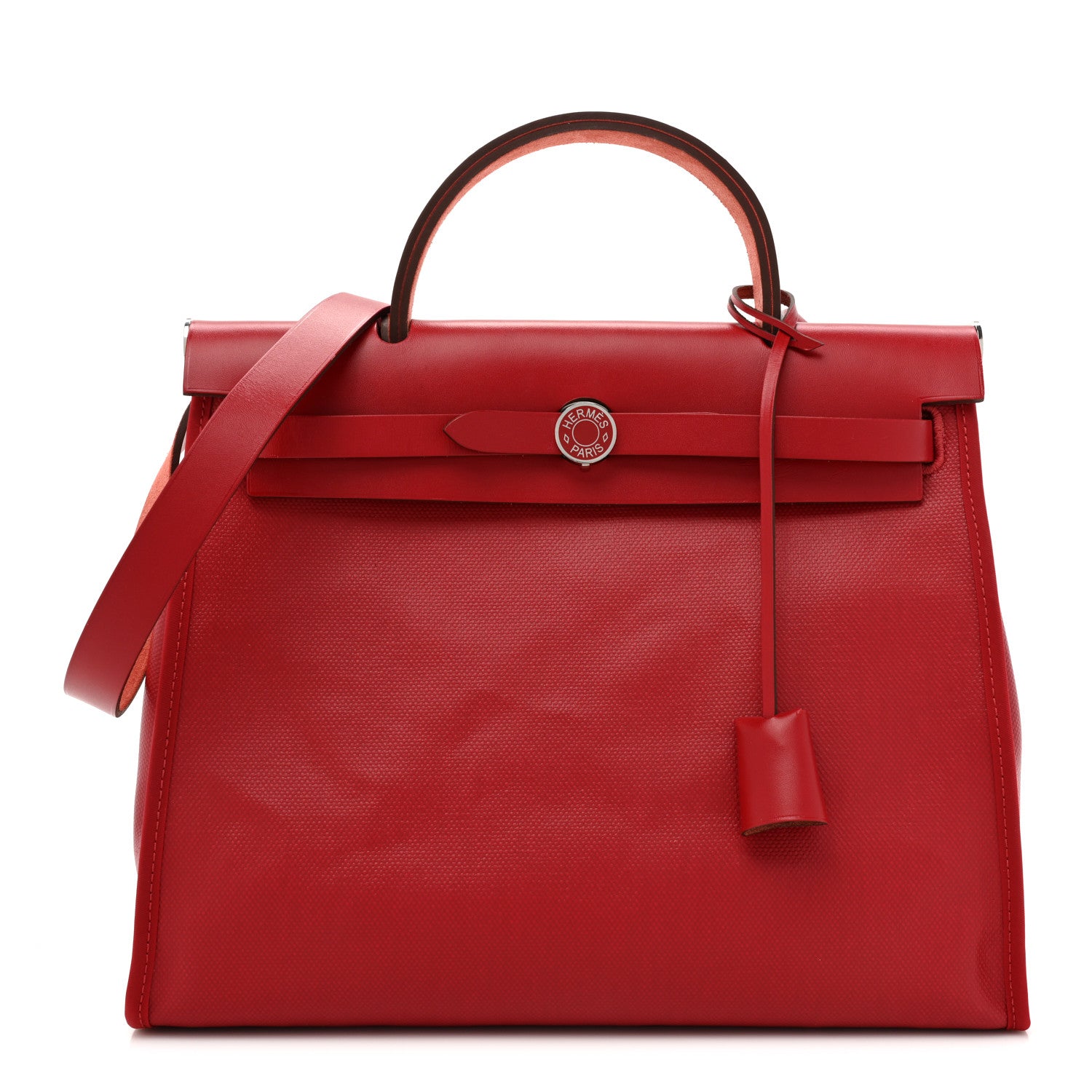 Hermes Toile H Berline Vache Hunter Herbag Zip PM 31 Rouge Piment Ecru 3 of 11