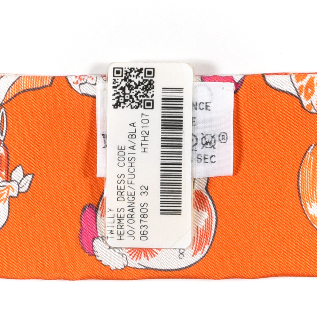 Silk Dress Code Twilly Orange Fuchsia White