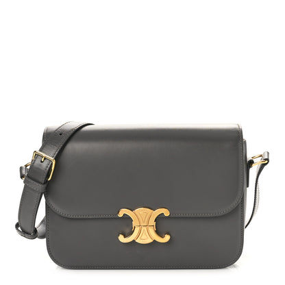 Celine Shiny Calfskin Medium Triomphe Grey 1 of 8