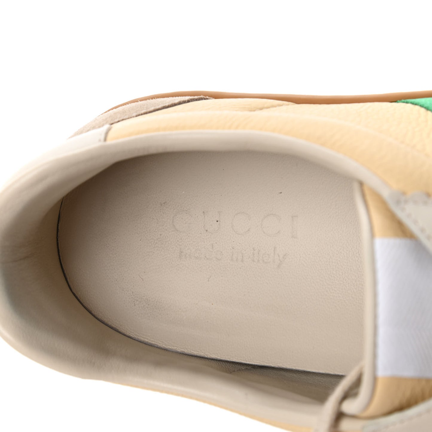 Calfskin Suede Web Mens G74 Sneakers 12 Oatmeal Burro New Mystic White