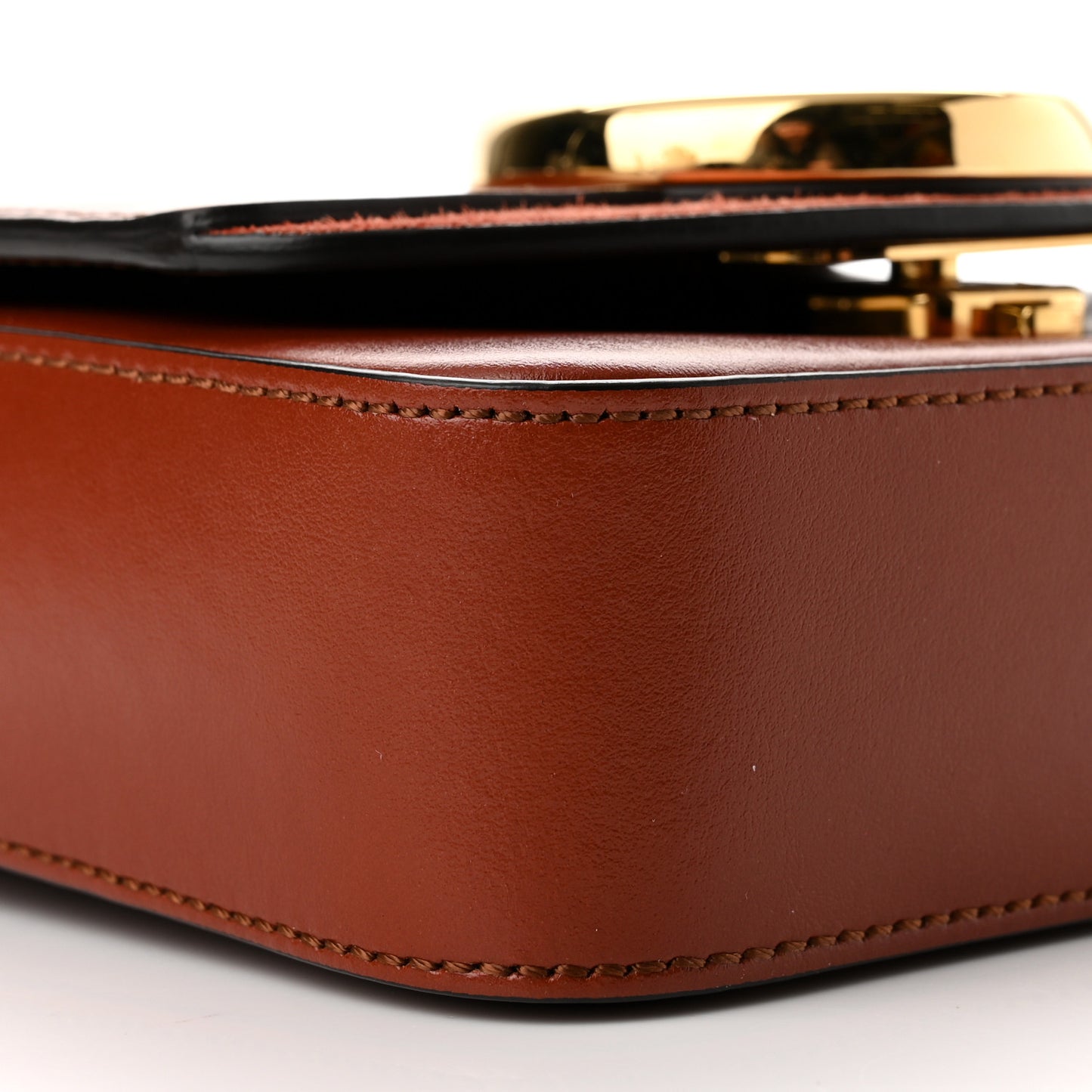 Shiny Calfskin Suede Mini C Bag Sepia Brown