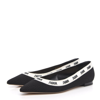 Christian Dior Fabric Ribbon Embroidered J'Adior Ballet Flats 37.5 Black 3 of 9