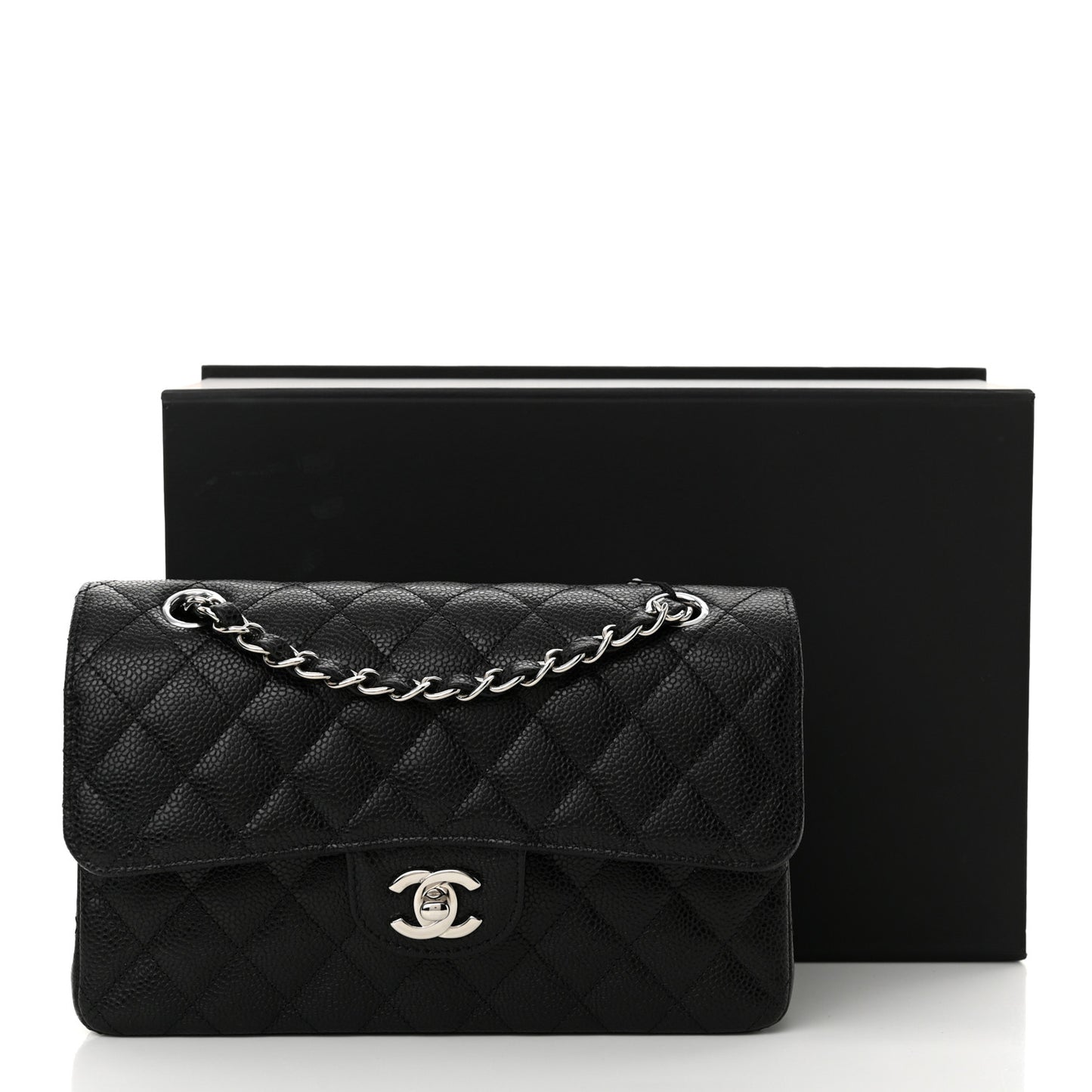 Caviar Quilted Small Double Flap Black