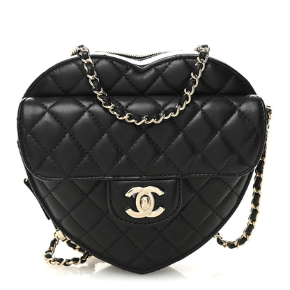 Chanel Lambskin Quilted Large CC In Love Heart Bag Black 1 of 10
