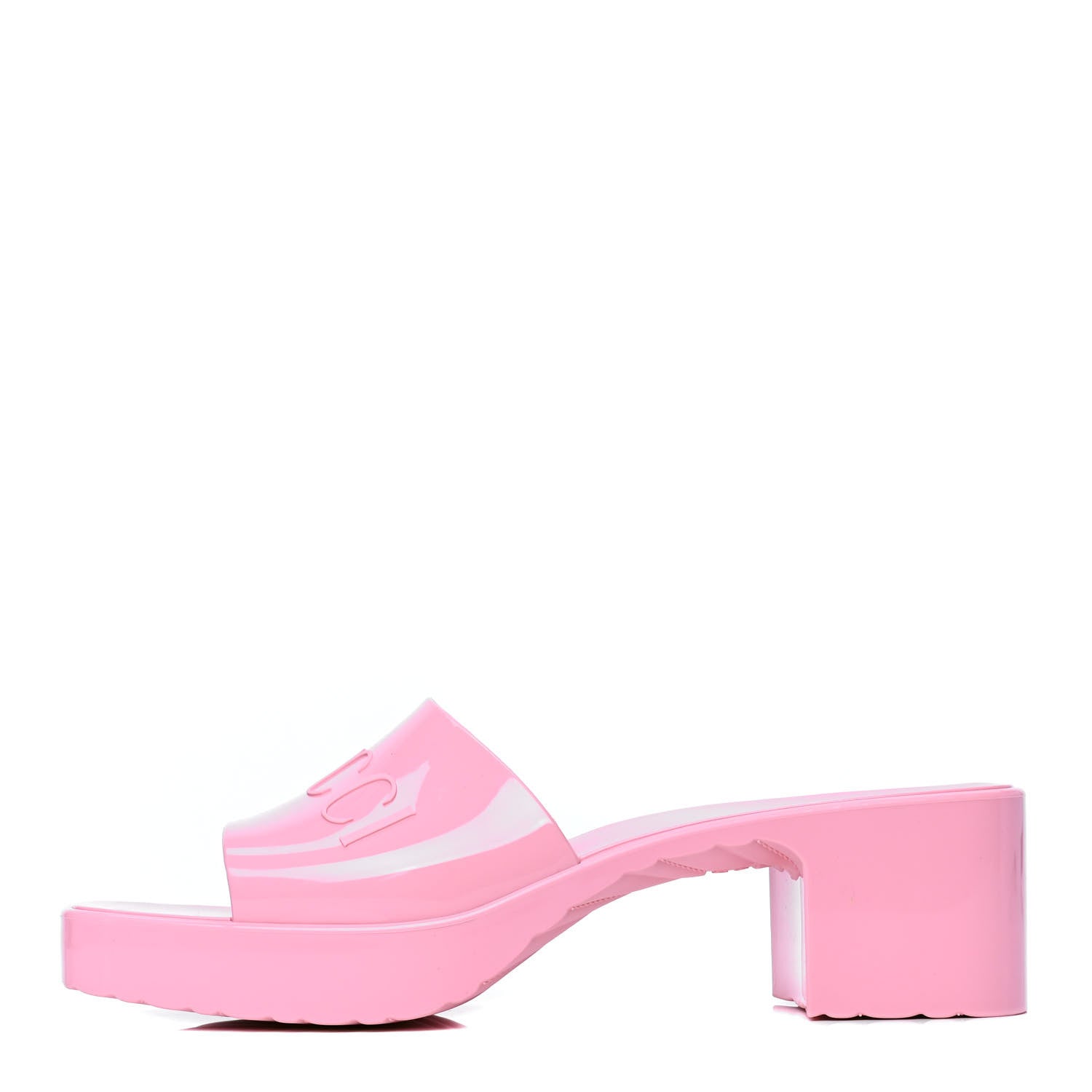 Gucci Rubber Gucci Logo Womens Platform 20/60mm Slide Sandals 42 Wild Rose 1 of 4