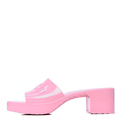 Gucci Rubber Gucci Logo Womens Platform 20/60mm Slide Sandals 42 Wild Rose 1 of 4