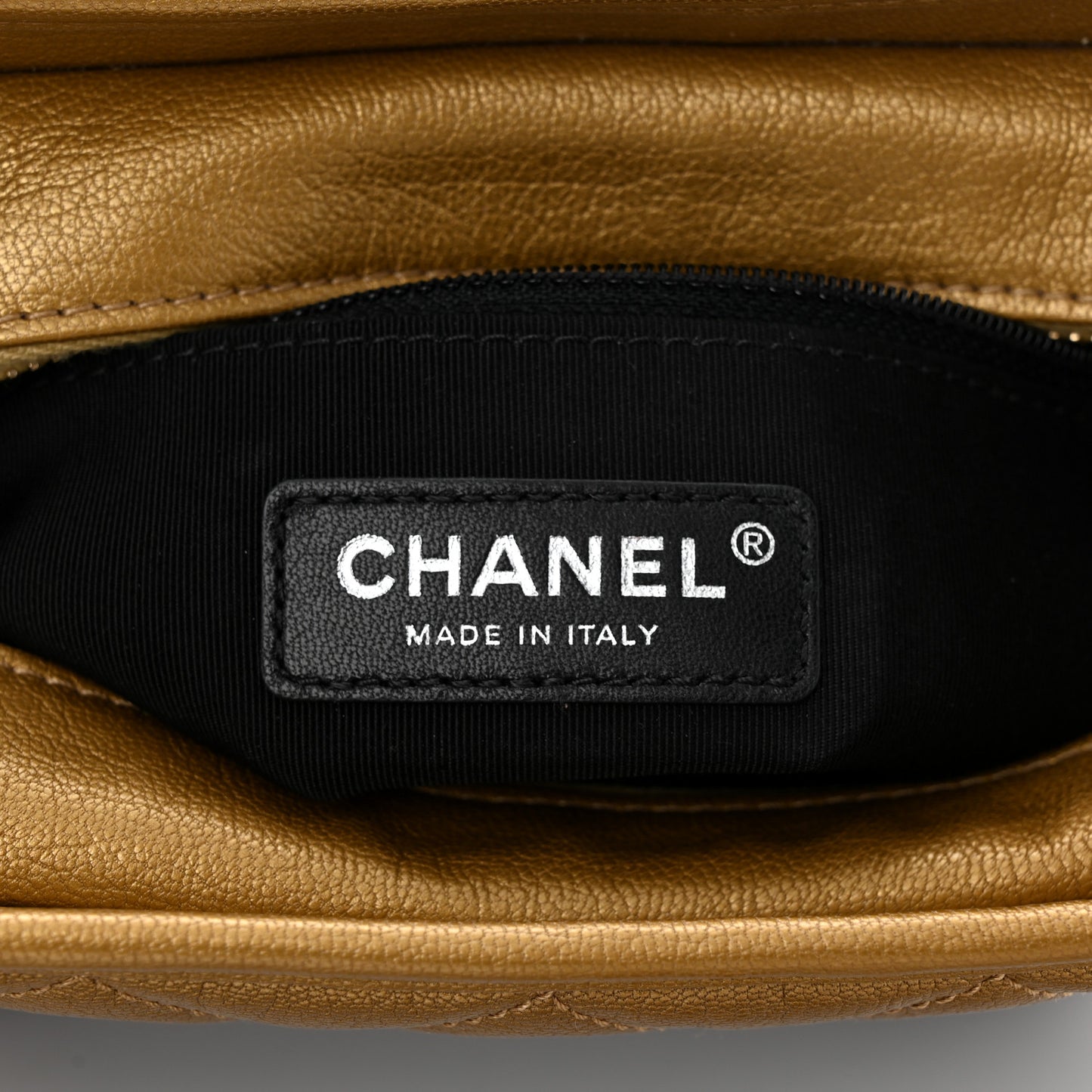 Metallic Goatskin Quilted Small Gabrielle Hobo Gold Black