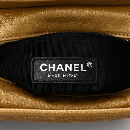 Chanel Metallic Goatskin Quilted Small Gabrielle Hobo Gold Black 6 of 11