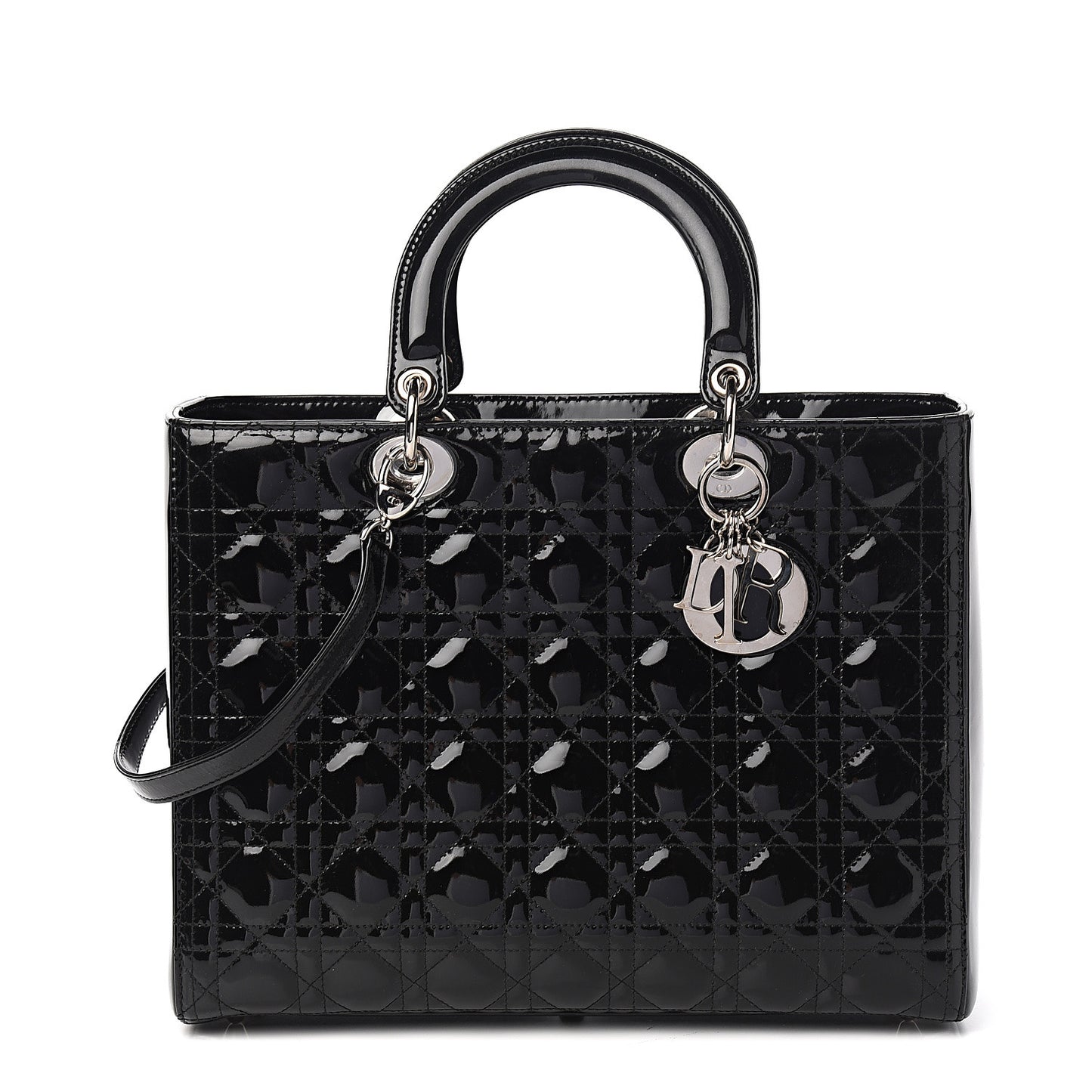Patent Cannage Large Lady Dior Black