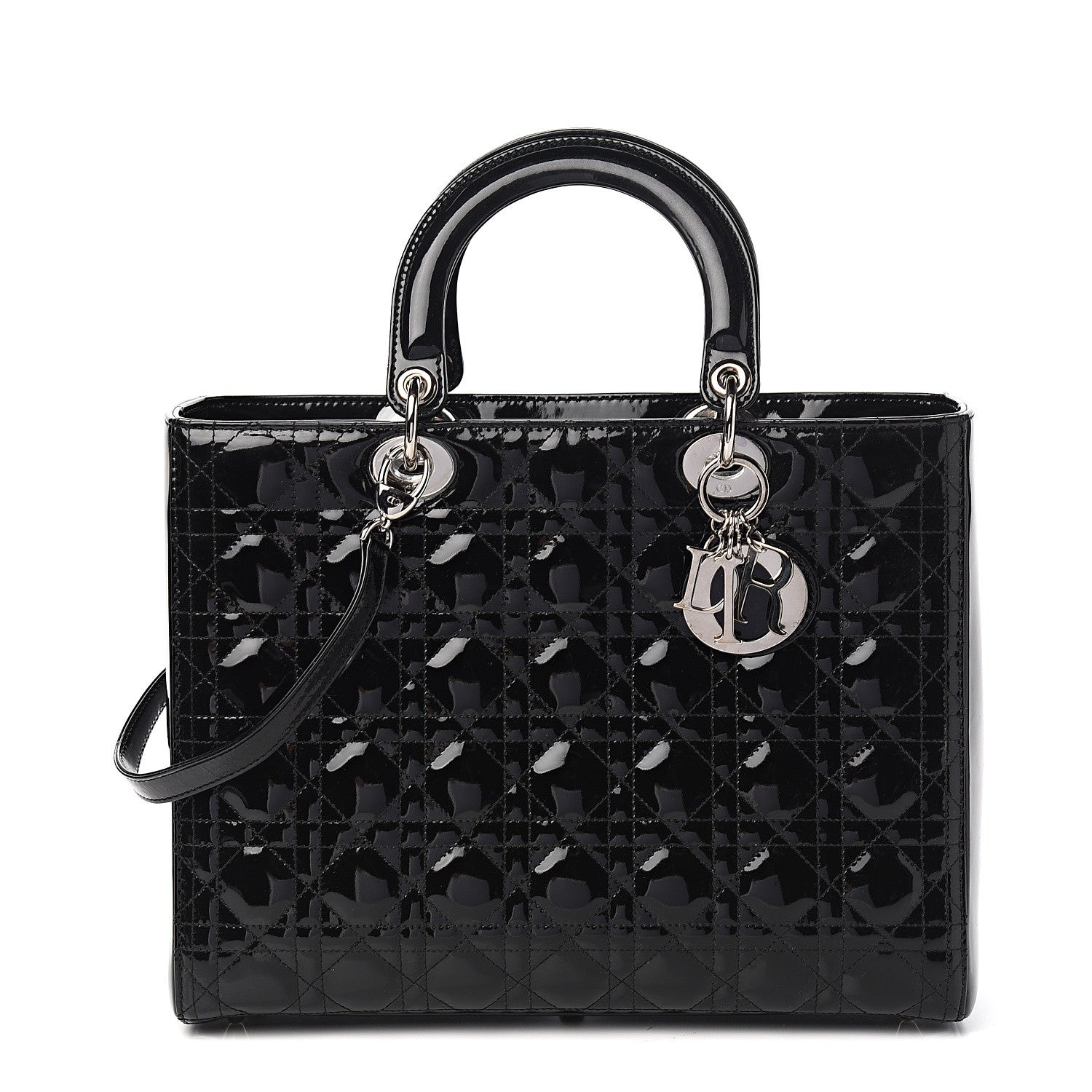 Christian Dior Patent Cannage Large Lady Dior Black 1 of 9