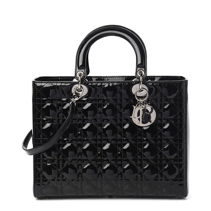 Christian Dior Patent Cannage Large Lady Dior Black 1 of 9