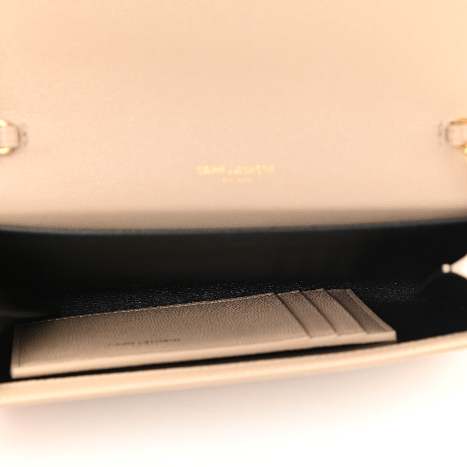 Saint Laurent Grain De Poudre Monogram Uptown Chain Wallet Dark Beige 6 of 9