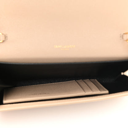 Saint Laurent Grain De Poudre Monogram Uptown Chain Wallet Dark Beige 6 of 9