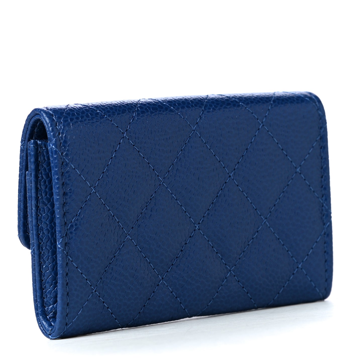 Caviar Quilted Incognito Flap Card Holder Blue