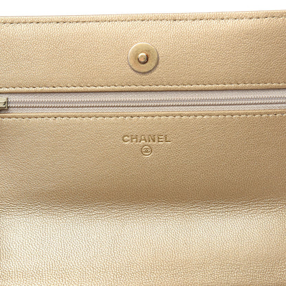 Chanel Metallic Goatskin Quilted 19 Wallet On Chain WOC Gold 5 of 13