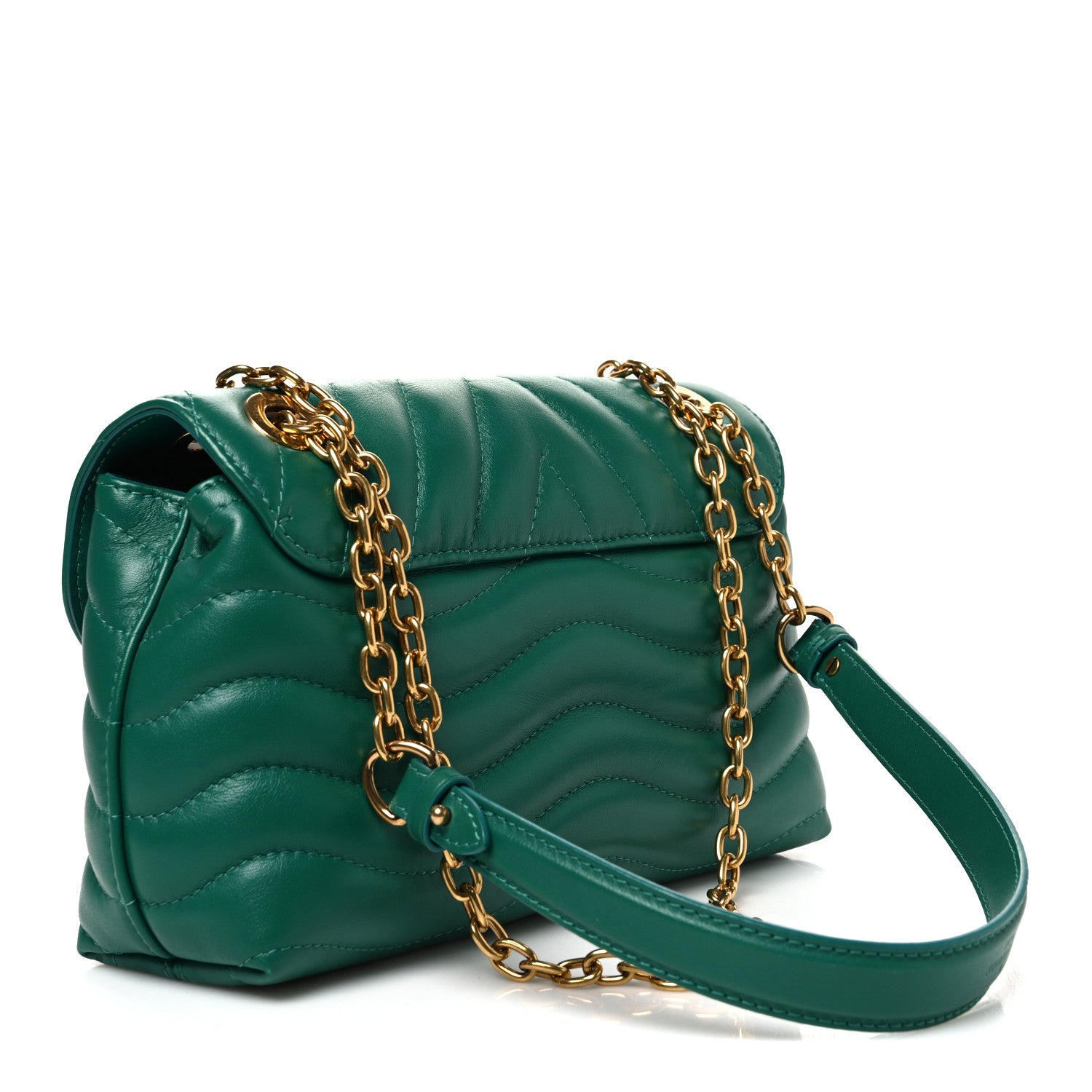 Louis Vuitton Calfskin New Wave Chain Bag MM NM Emerald 3 of 9