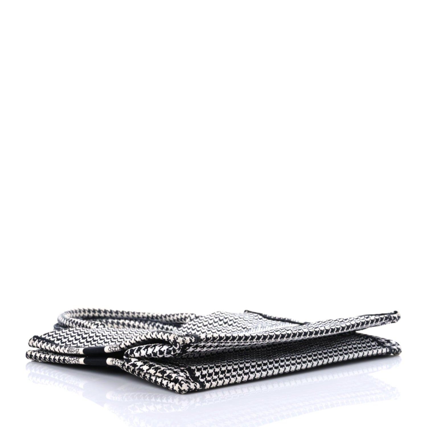 Christian Dior Canvas Houndstooth Embroidered Medium Book Tote Black White 3 of 13