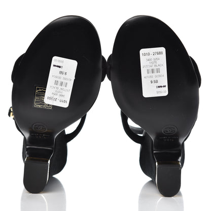 Chanel Velvet CC Sandals 39.5 Black 5 of 9