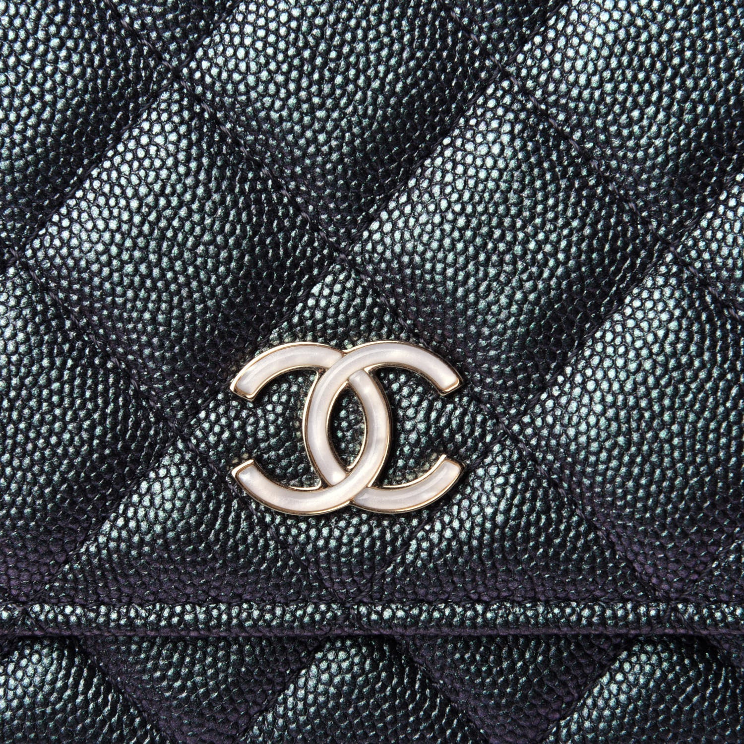 Chanel Iridescent Caviar Quilted Wallet On Chain WOC Green 4 of 4