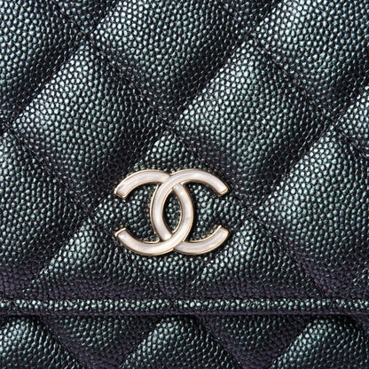 Chanel Iridescent Caviar Quilted Wallet On Chain WOC Green 4 of 4