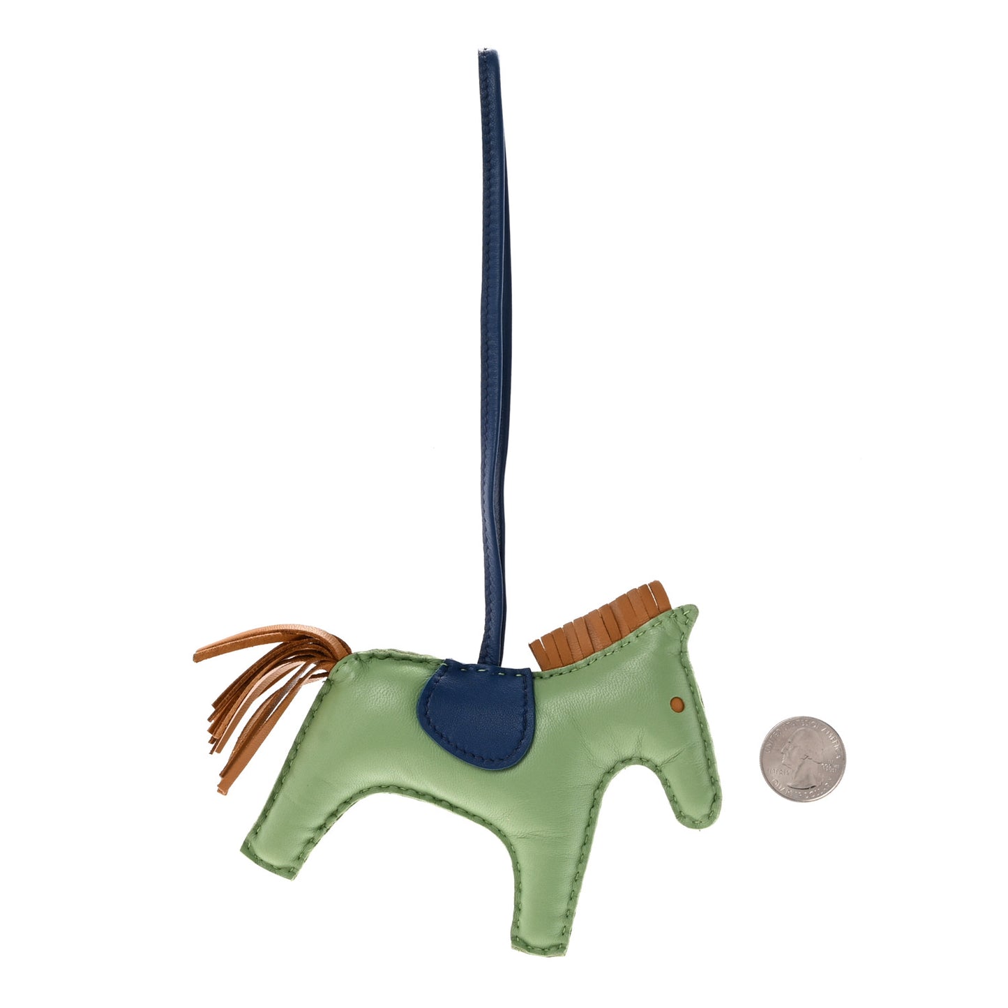 Milo Lambskin Grigri Rodeo Horse Bag Charm MM Vert Criquet Sesame Bleu De Malte
