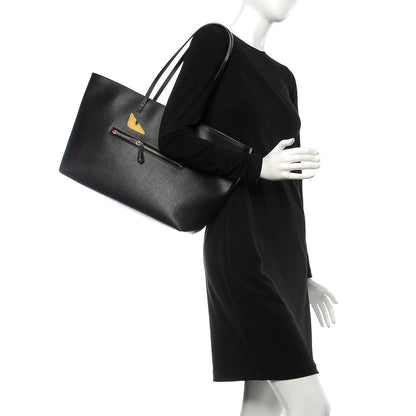 Fendi Vitello Elite Cuoio Monster Buggies Medium Roll Tote Black Multicolor Blue Cobalto 2 of 7